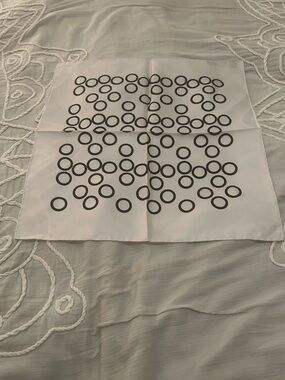 Seaward & Stearn Made in England White Black Circles Silk Pocket Square